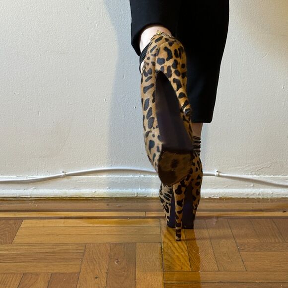 London Trash Ceres Leopard Print Real Fur Upper Leather Lining Size 11 - Picture 4 of 6